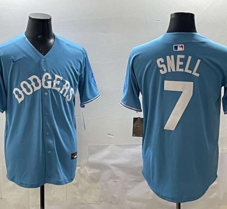 Los Angeles Dodgers Blake Snell Light Blue Throwback Jersey