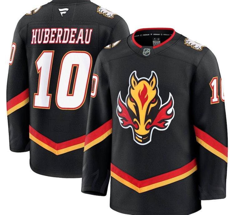 Mens Calgary Flames 10 Jonathan Huberdeau Alternate Premium Jersey Black