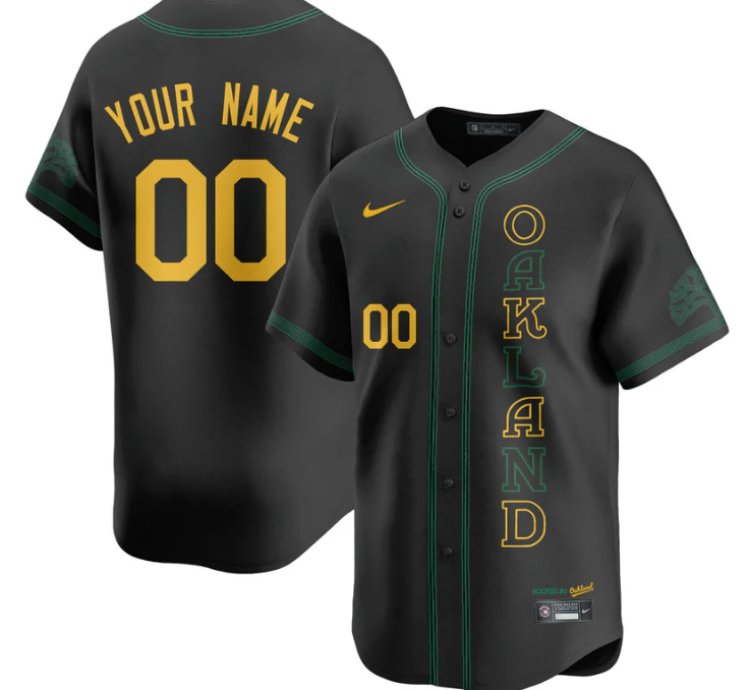 Custom Oakland Athletics Jersey Name Number City Connect Concept Stitched Black