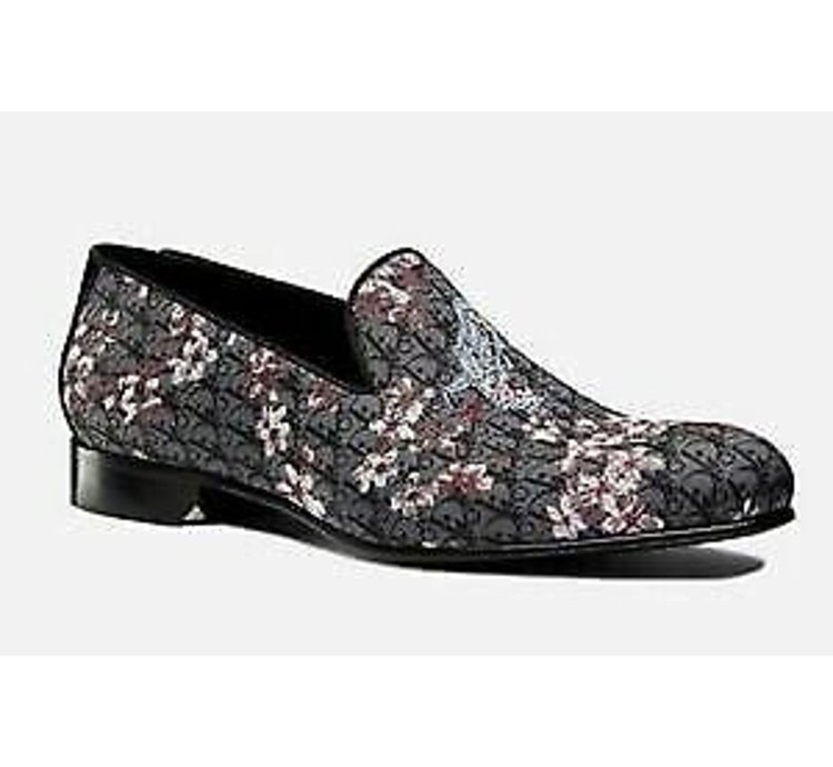 Dior Sorayama Black Canvas Floral Men Dress Loafer 42 9