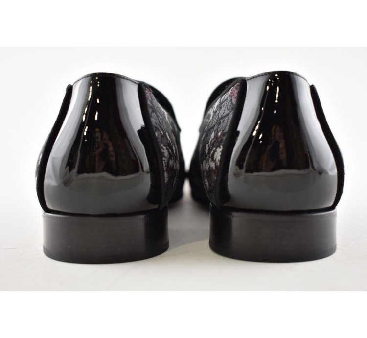 Dior Sorayama Black Canvas Floral Men Dress Loafer 42 9