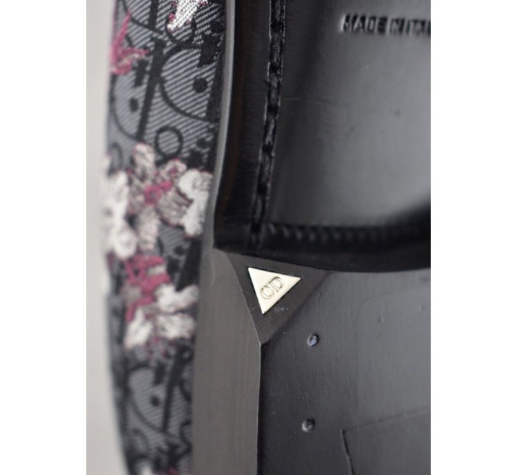 Dior Sorayama Black Canvas Floral Men Dress Loafer 42 9