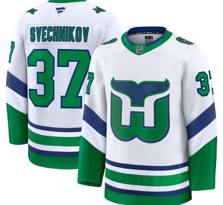 Carolina Hurricanes 37 Andrei Svechnikov Throwback Premium Jersey White