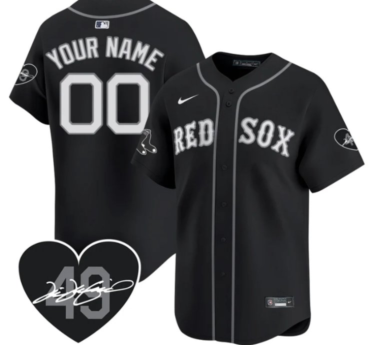 Custom Boston Red Sox Jersey Tim Wakefield Limited Memorial Patch Stitched Black