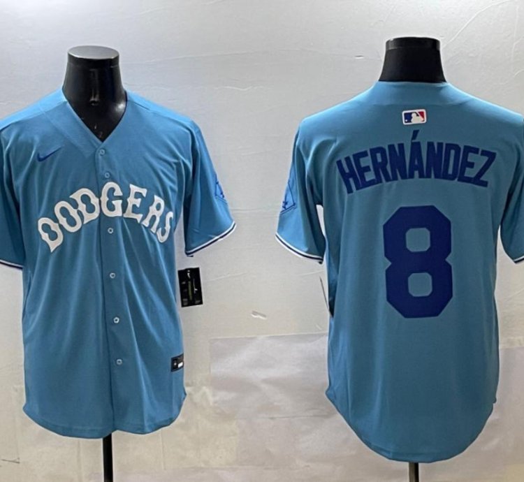 Los Angeles Dodgers Enrique Hernandez Light Blue Royal Throwback Jersey