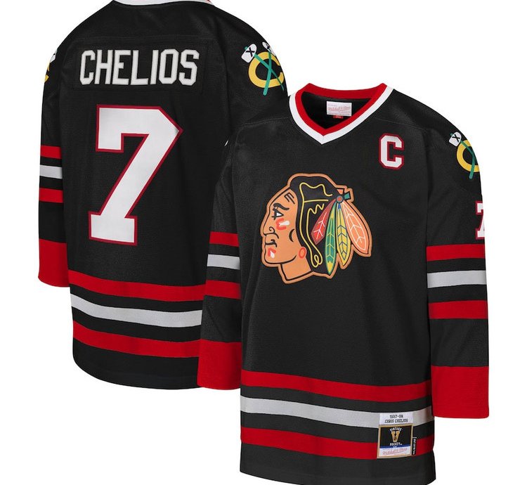 Chicago Blackhawks 7 Chris Chelios 1997-98 Power Play Jersey