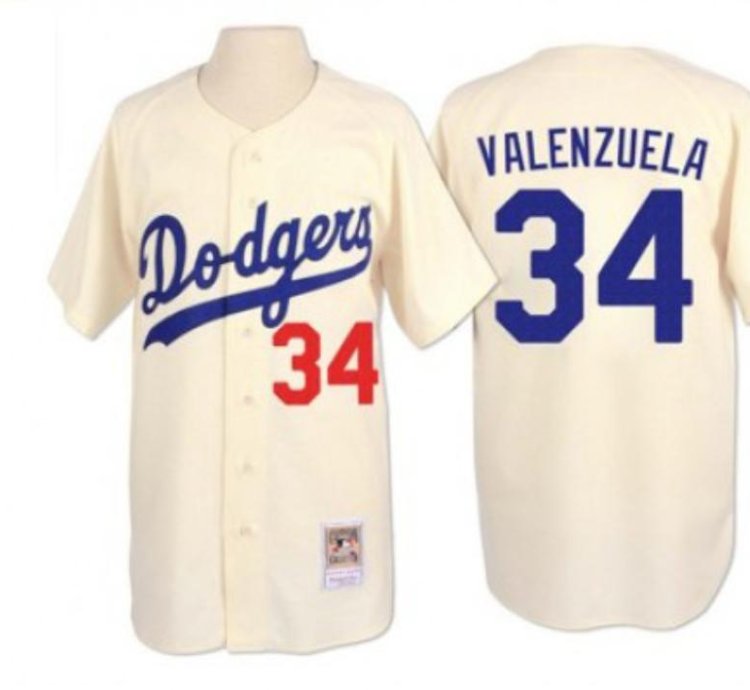 Los Angeles Dodgers Fernando Valenzuela Cream Throwback Jersey