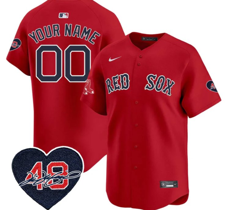 Custom Boston Red Sox Jersey Tim Wakefield Limited Memorial Patch Stitched Red