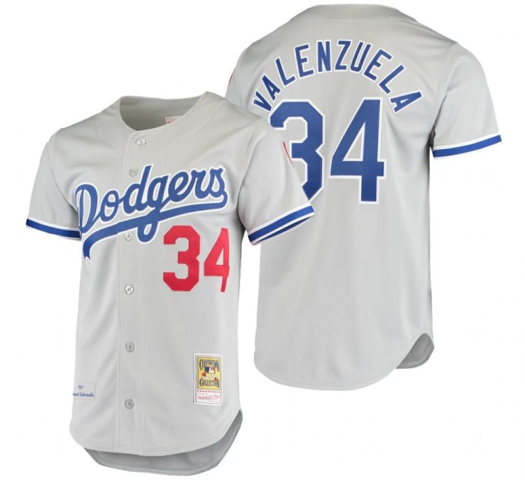 Los Angeles Dodgers Fernando Valenzuela Gray 1981 Throwback Jersey