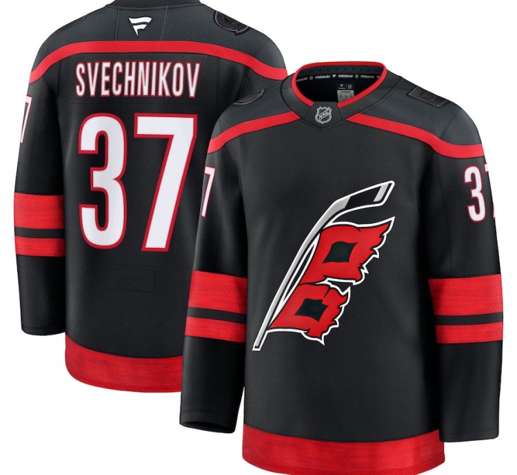 Mens Carolina Hurricanes 37 Andrei Svechnikov Home Premium Jersey Black