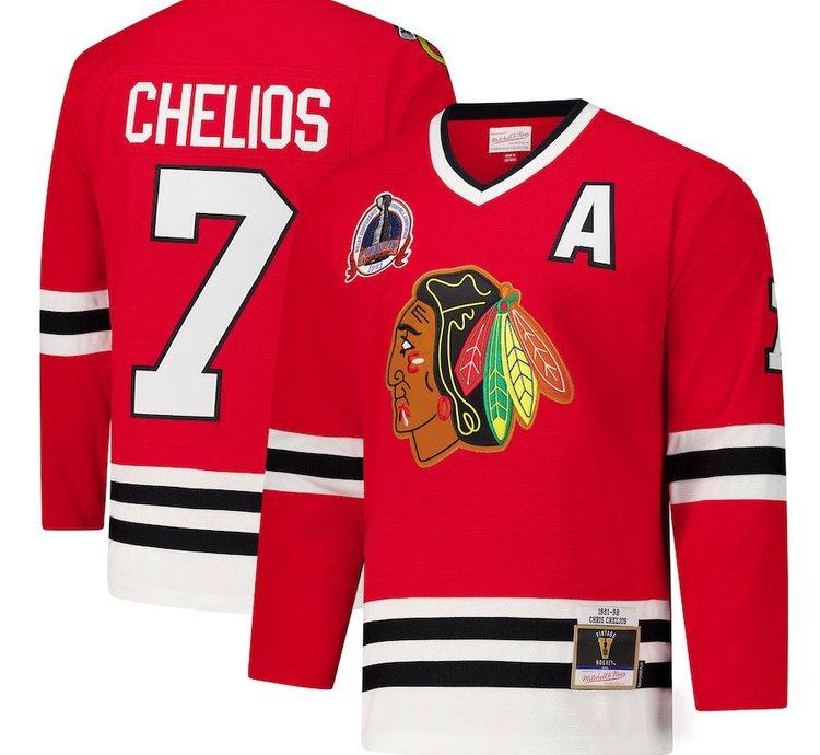Mens Chicago Blackhawks 7 Chris Chelios 1991-92 Power Jersey