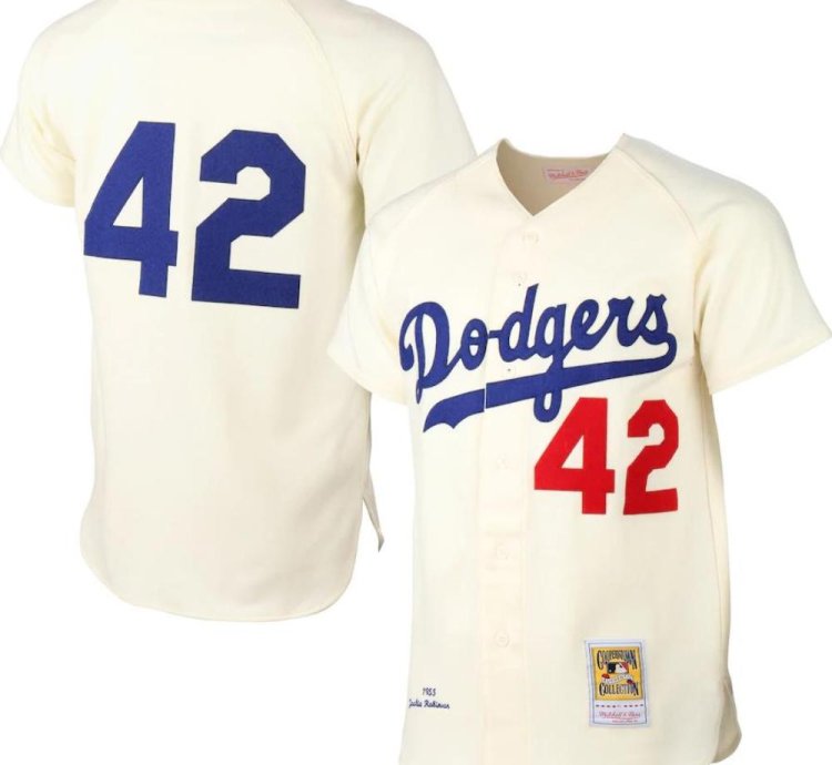 Los Angeles Dodgers Jackie Robinson Cream 1955 Throwback Jersey