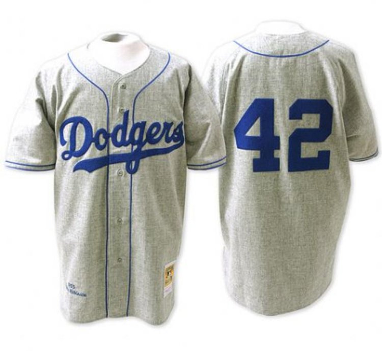 Los Angeles Dodgers Jackie Robinson Grey 1955 Throwback Jersey