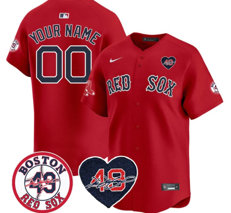 Custom Boston Red Sox Jersey Tim Wakefield Memorial Patch Stitched Red