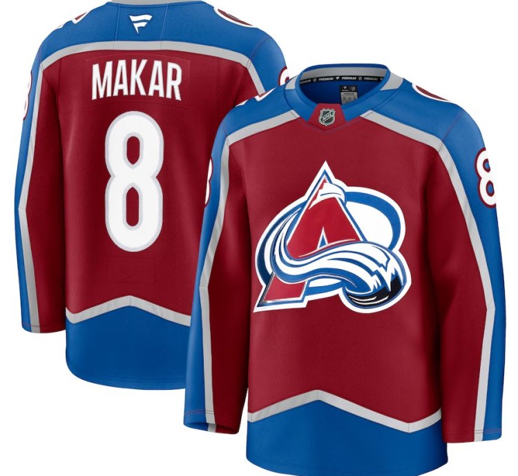 Mens Colorado Avalanche 8 Cale Makar Home Premium Jersey Burgundy