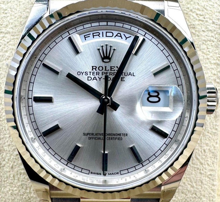 Rolex Day-date 36 128239 36mm White Gold Silver Index Dial Unworn 2023