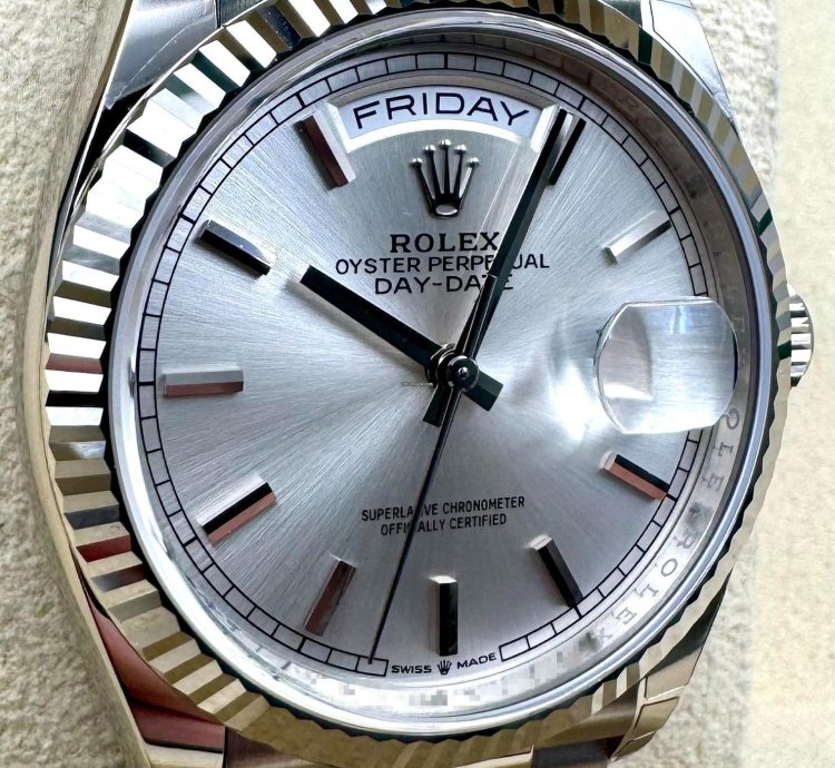 Rolex Day-date 36 128239 36mm White Gold Silver Index Dial Unworn 2023