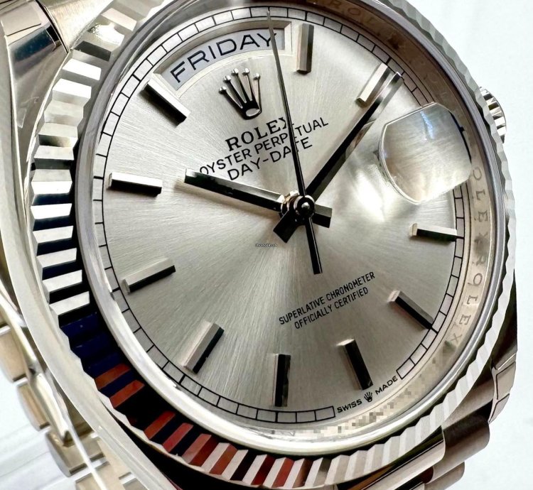 Rolex Day-date 36 128239 36mm White Gold Silver Index Dial Unworn 2023