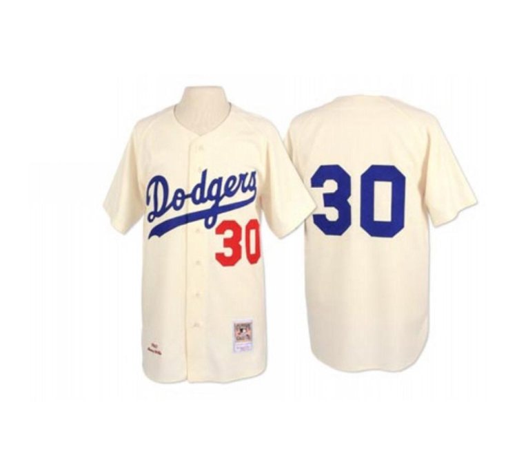 Los Angeles Dodgers Maury Wills Cream 1955 1962 Throwback Jersey