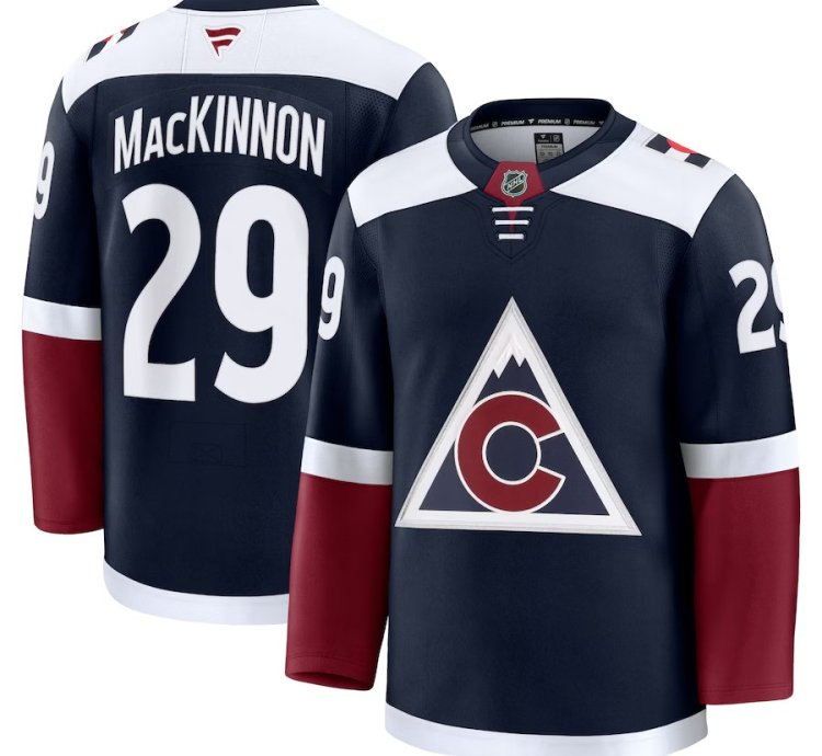 Mens Colorado Avalanche 29 Nathan Mackinnon Alternate Premium Jersey Navy