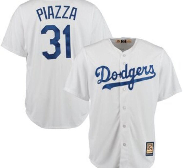 Los Angeles Dodgers Mike Piazza White Throwback Jersey