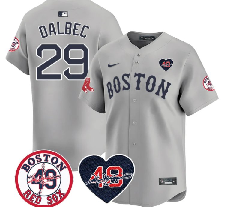 Bobby Dalbec Jersey 29 Boston Red Sox Tim Wakefield Memorial Patch Stitched Gray