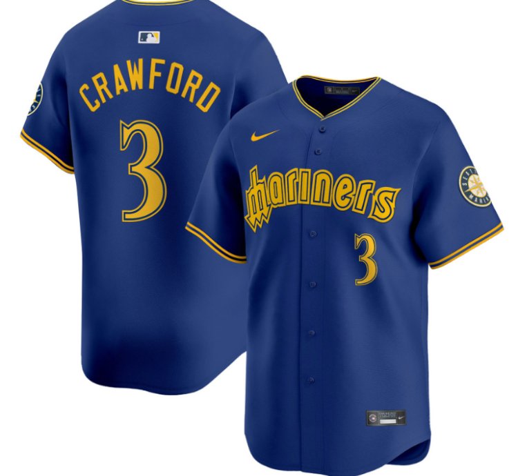 Jp Crawford Jersey 3 Seattle Mariners 2025 Vapor Premier Limited Stitched Blue