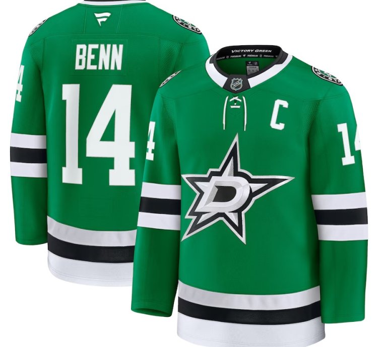 Mens Dallas Stars 14 Jamie Benn Home Premium Jersey Kelly Green