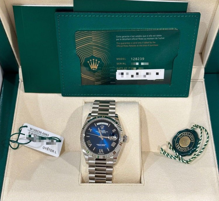 Rolex Day-date 36 128239 Day-date 36mm Blue Ombre Dial President Roman White Gold Oyster