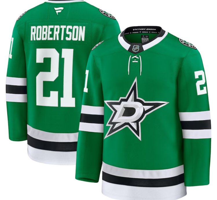 Mens Dallas Stars 21 Jason Robertson Home Premium Jersey Kelly Green