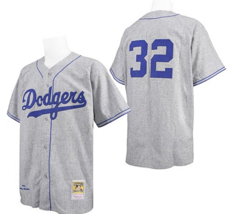 Los Angeles Dodgers Sandy Koufax Grey 1955 Throwback Jersey