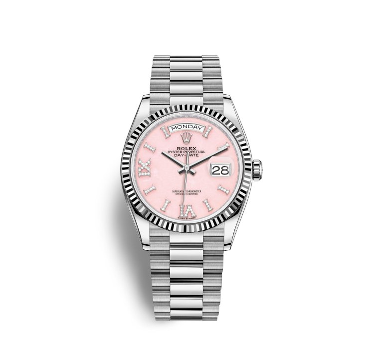 Rolex Day-date 36 128239 White Gold Pink Diamond Roman President