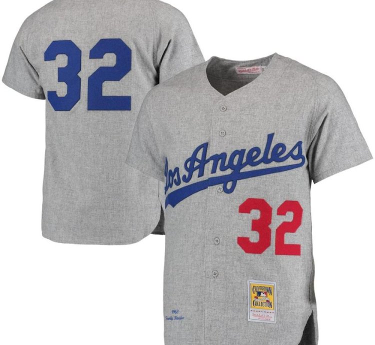 Los Angeles Dodgers Sandy Koufax Grey 1963 Throwback Jersey