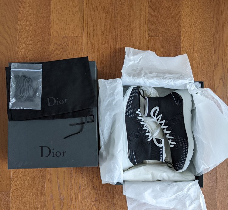 Ds Nib Dior Black Hi Top Sock Sneaker Sz 9 42