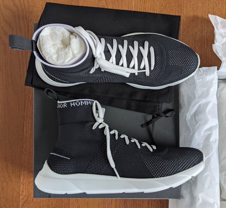 Ds Nib Dior Black Hi Top Sock Sneaker Sz 9 42
