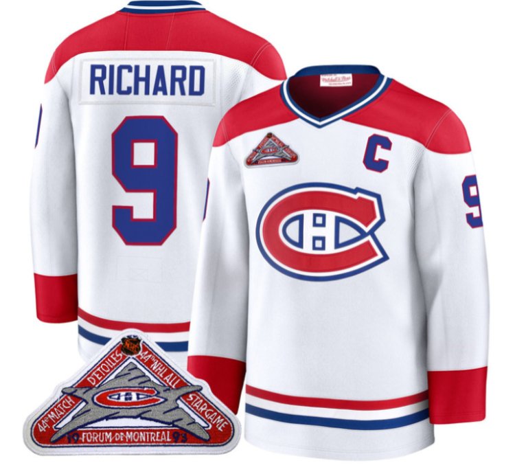 Maurice Richard Jersey 9 Montreal Canadiens Timeless Premium Stitched 1992 Blue Line