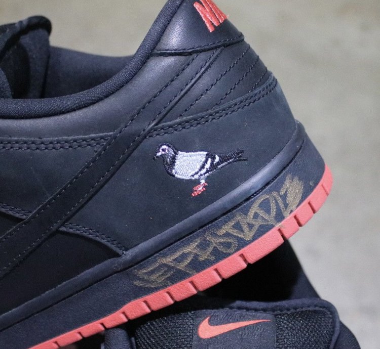 Nike Sb Dunk Low Black Pigeon Autographed