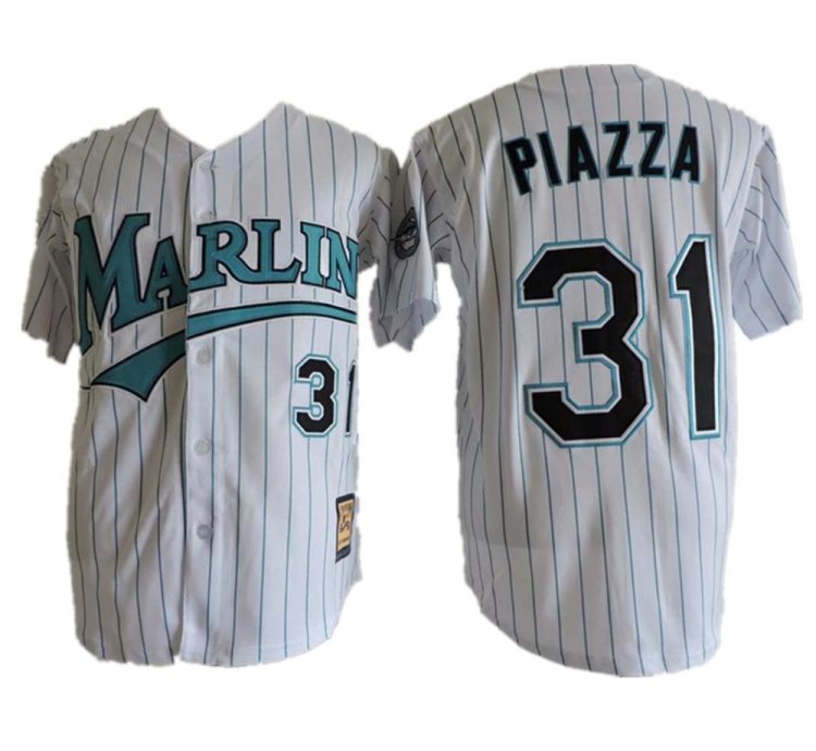 Miami Marlins Mike Piazza White Throwback Jersey
