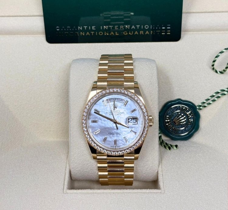 Rolex Day-date 36 128348rbr Day-date 36 Yellow Gold Mop Baguette Dial Diamond Bezel Presidential
