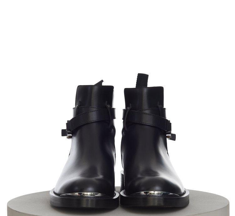 Evidence Ankle Boot In Black Calfskin With Aluminium Buckle