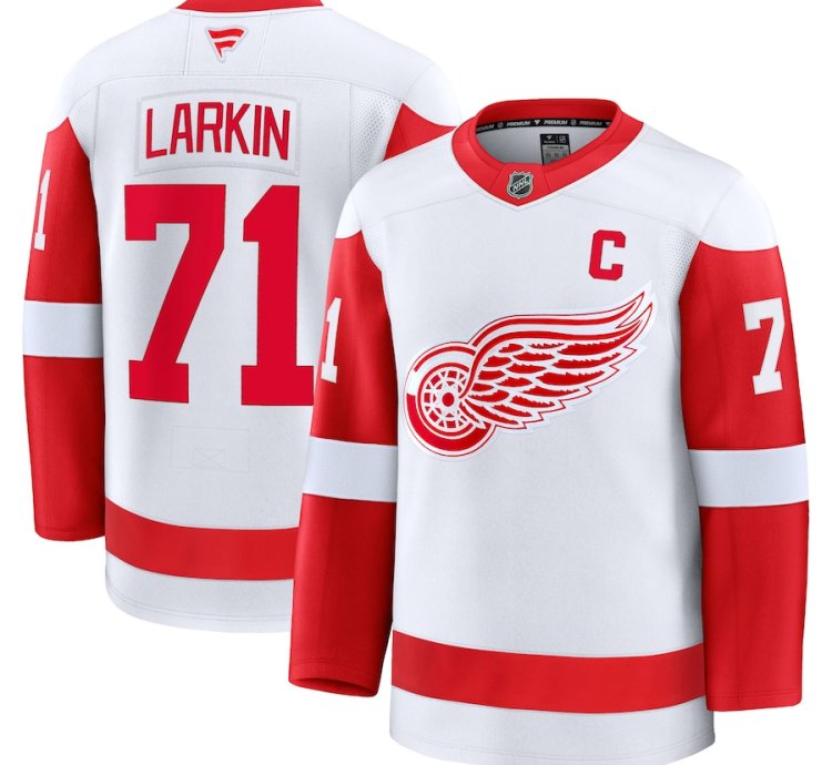 Detroit Red Wings 71 Dylan Larkin Away Premium Jersey White