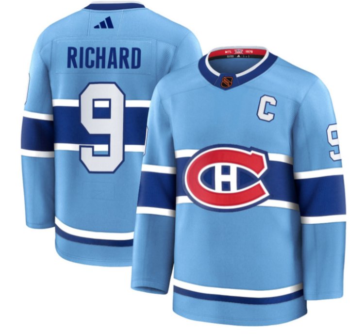 Maurice Richard Jersey 9 Montreal Canadiens Timeless Premium Stitched Reverse Retro