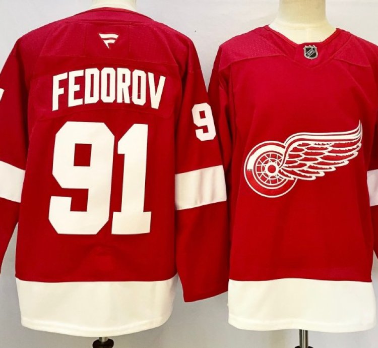Detroit Red Wings 91 Sergei Fedoro Jersey Stitched