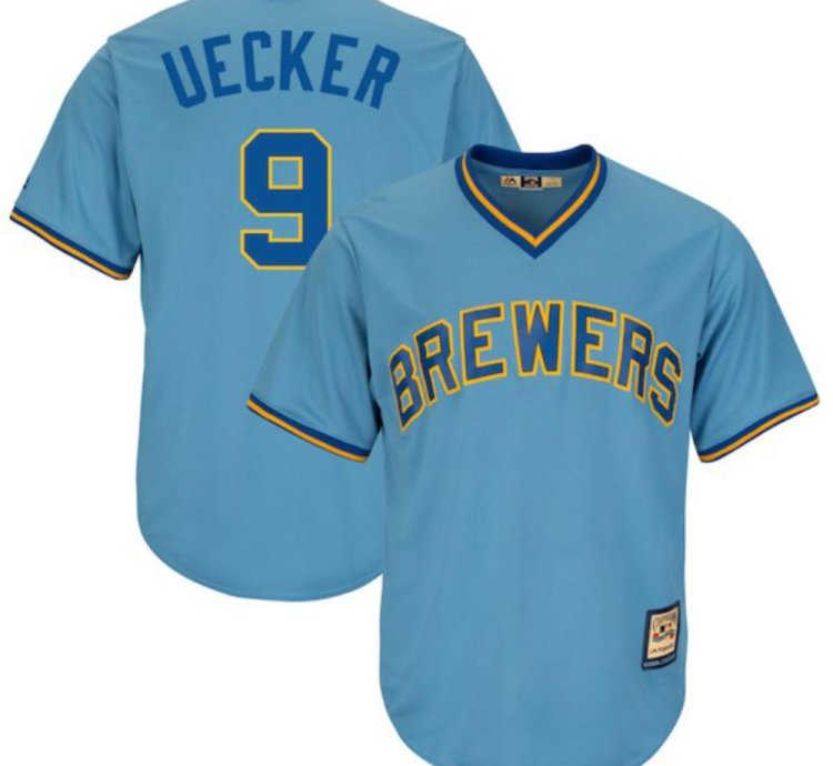 Milwaukee Brewers Bob Uecker Blue Throwback Pullover Jersey