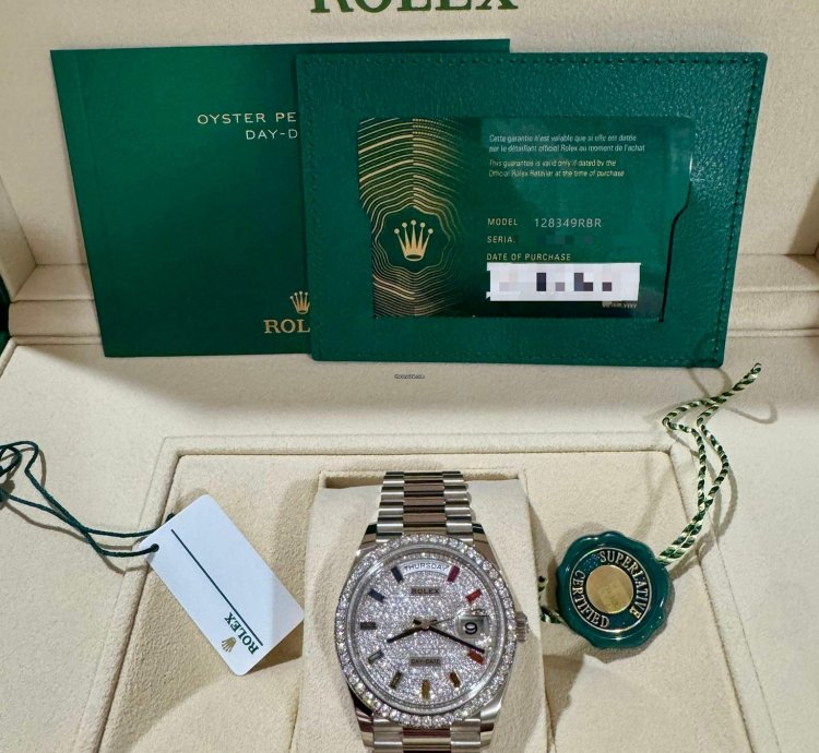 Rolex Day-date 36 128349rbr Day-date 36mm Rainbow White Gold Diamond-set Diamond-paved Gem-set