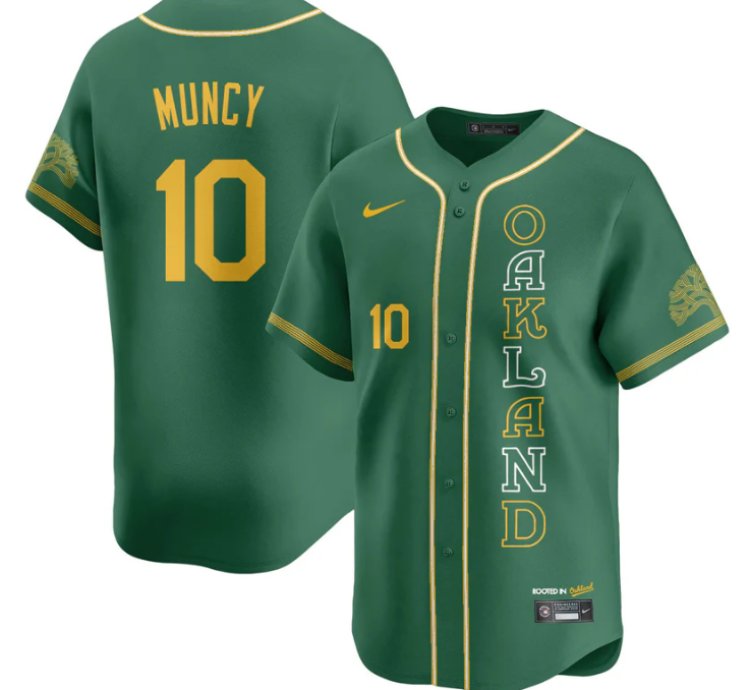 Max Muncy Jersey 10 Oakland Athletics City Connect Concept Stitched White Gold