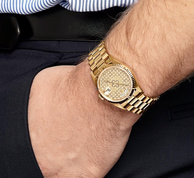Rolex Day-date 36 18238 Yellow Gold Skeleton Pav Diamond Dial