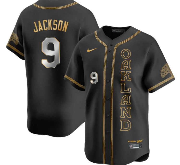 Reggie Jackson Jersey 9 Oakland Athletics City Connect Concept Stitched Black Gold