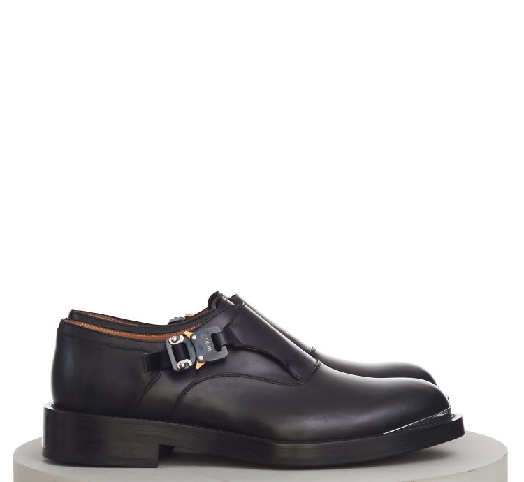 Evidence Monk Shoe In Black Calfskin With Aluminium Buckle