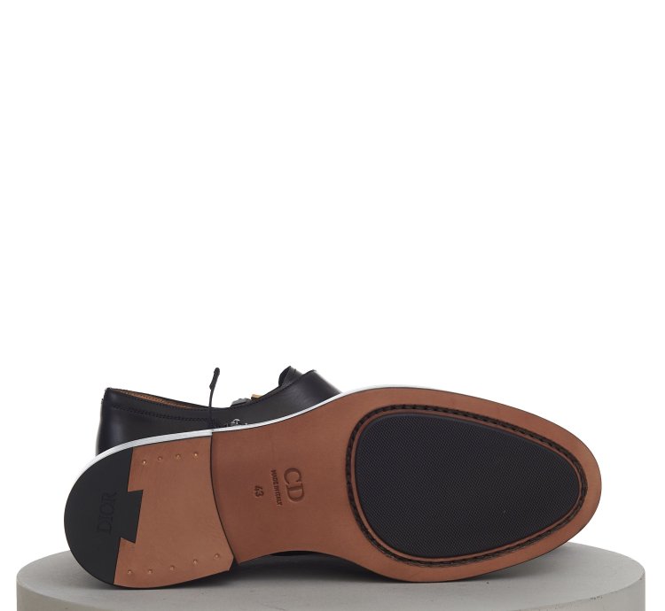 Evidence Monk Shoe In Black Calfskin With Aluminium Buckle